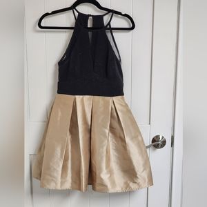 Black and champagne formal dress